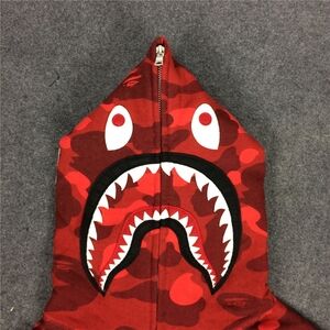 Bape Red Camo Shark Zip Up Sweater